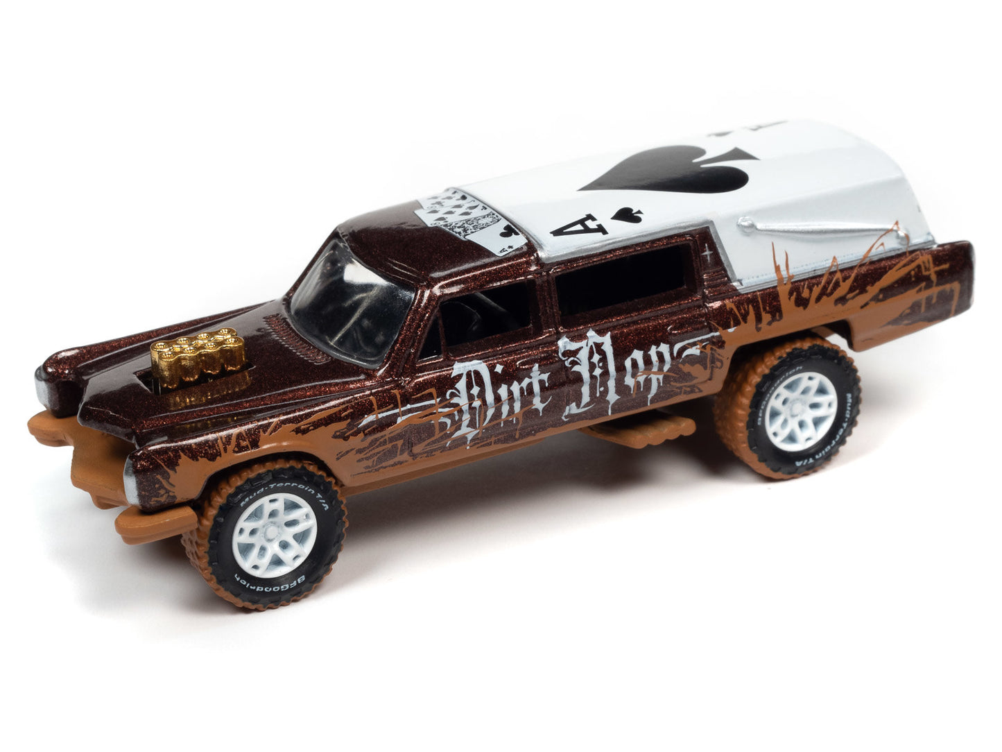 Haulin' Hearse - Off Road - Copper Metallic White Roof w/Mud.
Johnny Lightning 1/64 scale collectible die cast car,