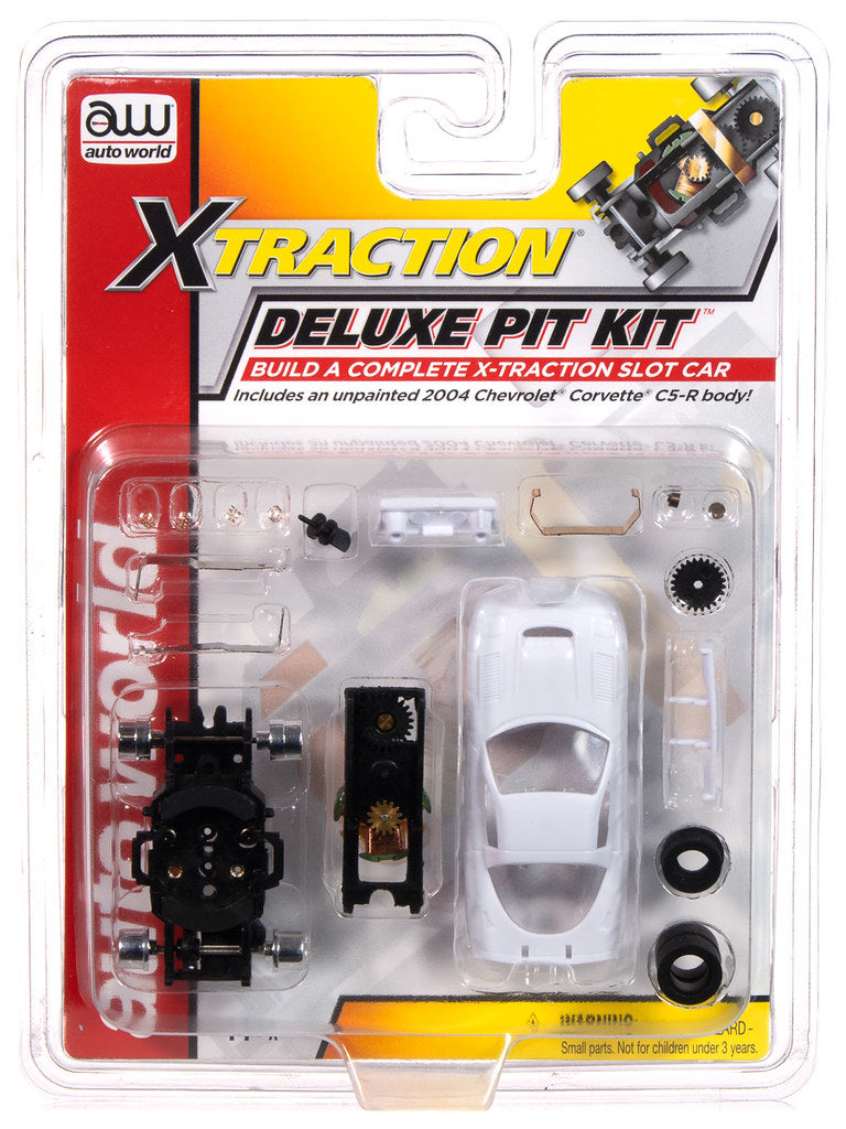 Xtraction Deluxe Pit Kit includes an unpainted 2004 Chevrolet Corvette ready to custom paint. This Xtraction Deluxe Pit Kit includes everything to Build your own Xtraction Chassis.