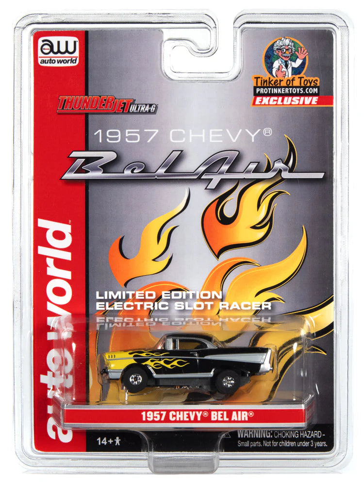 1957 Chevy Bel Air Black & Yellow Flamed Limited Edition Slot Car.