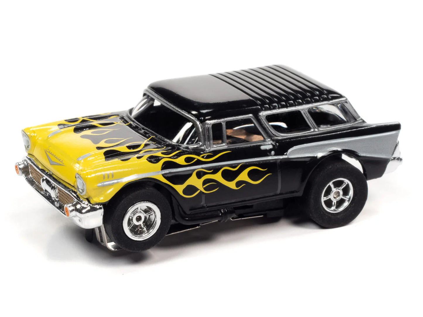1957 Chevrolet Nomad Black & Yellow Flamed Auto World Electric Slot Car, Exclusive Limited Edition.
