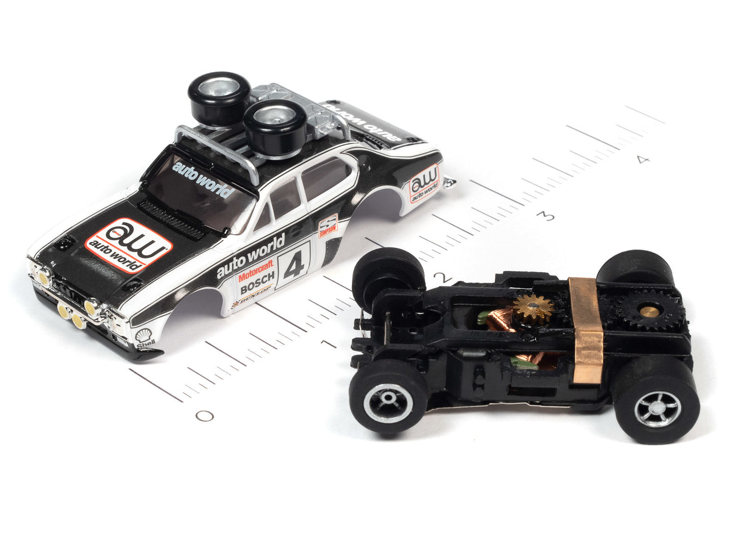 Auto World 1975 Ford Escort MK1-Traction Slot Car, RALLY XTRACTION 2023 RELEASE 3, Hobby Exclusive Slot Car, breakdown picture