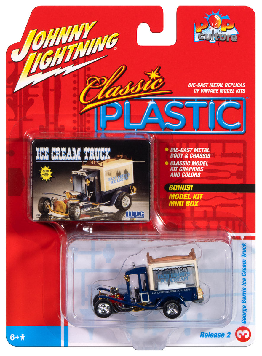 Classic Plastic George Barris Ice Cream Truck - Navy & Cream
Johnny Lightning Collectible 1/64 Scale Diecast Model Car in clamshell packaging.
JLPC015 - JOHNNY LIGHTNING POP CULTURE - 2024 RELEASE