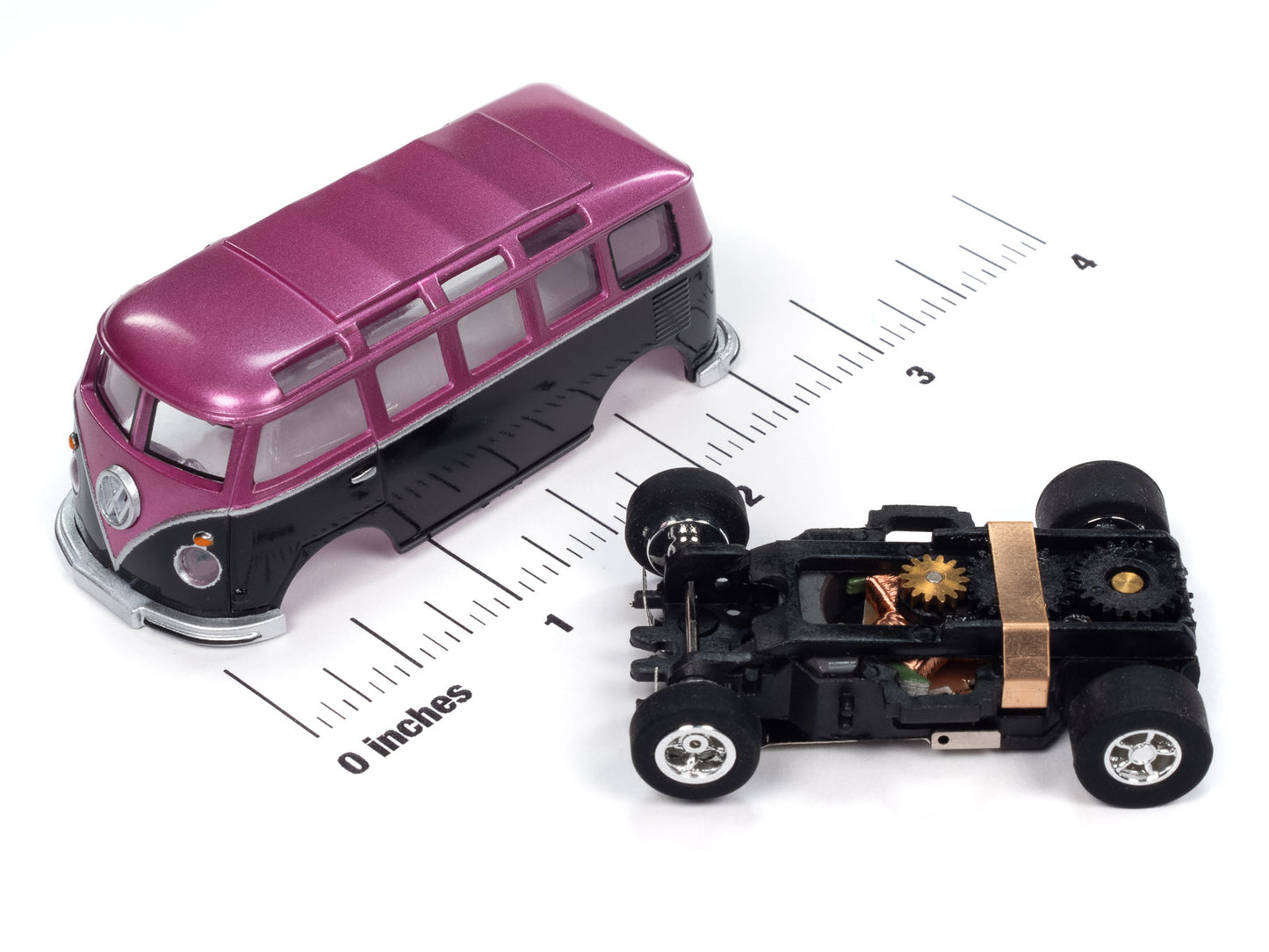 1965 VW Samba Bus – Black w/ Metallic Purple, Auto World XTraction Chassis