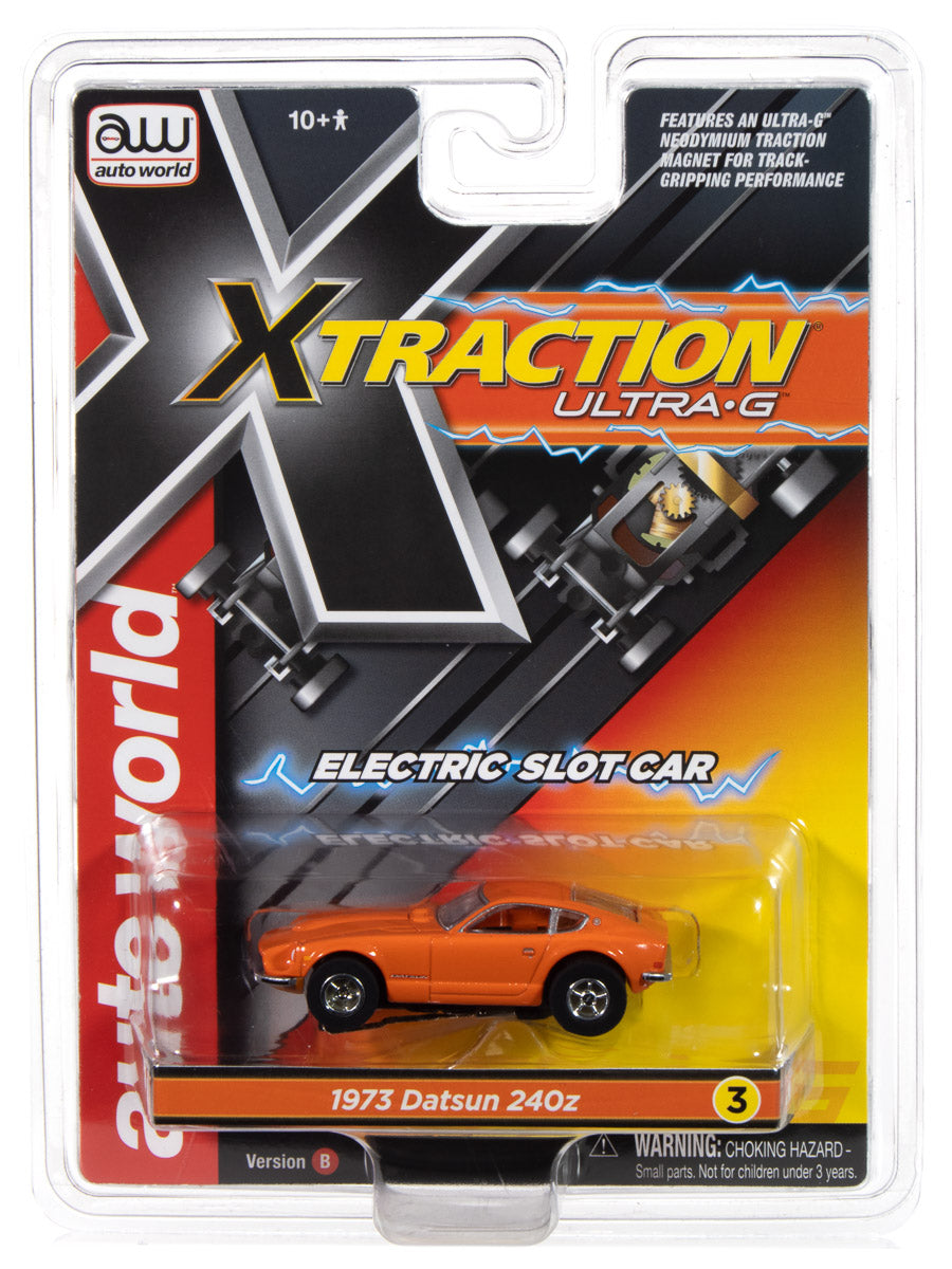 1973 Datsun 240z – Orange
Auto World XTraction Chassis, shown in package.