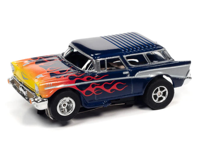 1957 Chevrolet Nomad Burple & Yellow Flamed Auto World electric slot cars