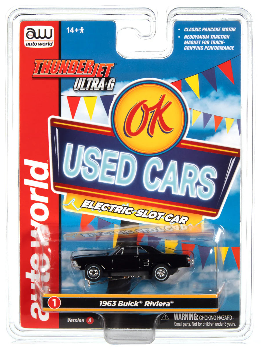 1963 Buick Riviera - Black - Version A- Ok Used Cars - Thunderjet Ultra-G - 2023 Release 1 in new blister packaging.