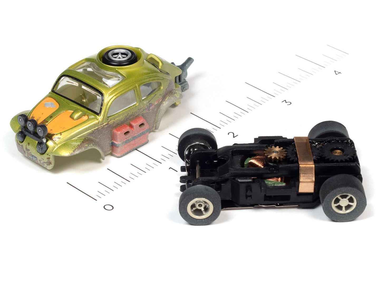 Auto World Off Road Series 1965 Volkswagen Baja Bug - Version A - Release 1 2022 - pictured dimensions