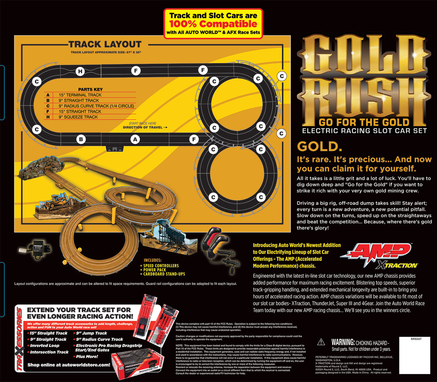 This is the Auto World 18' Gold Rush Go for the Gold Slot Race Set