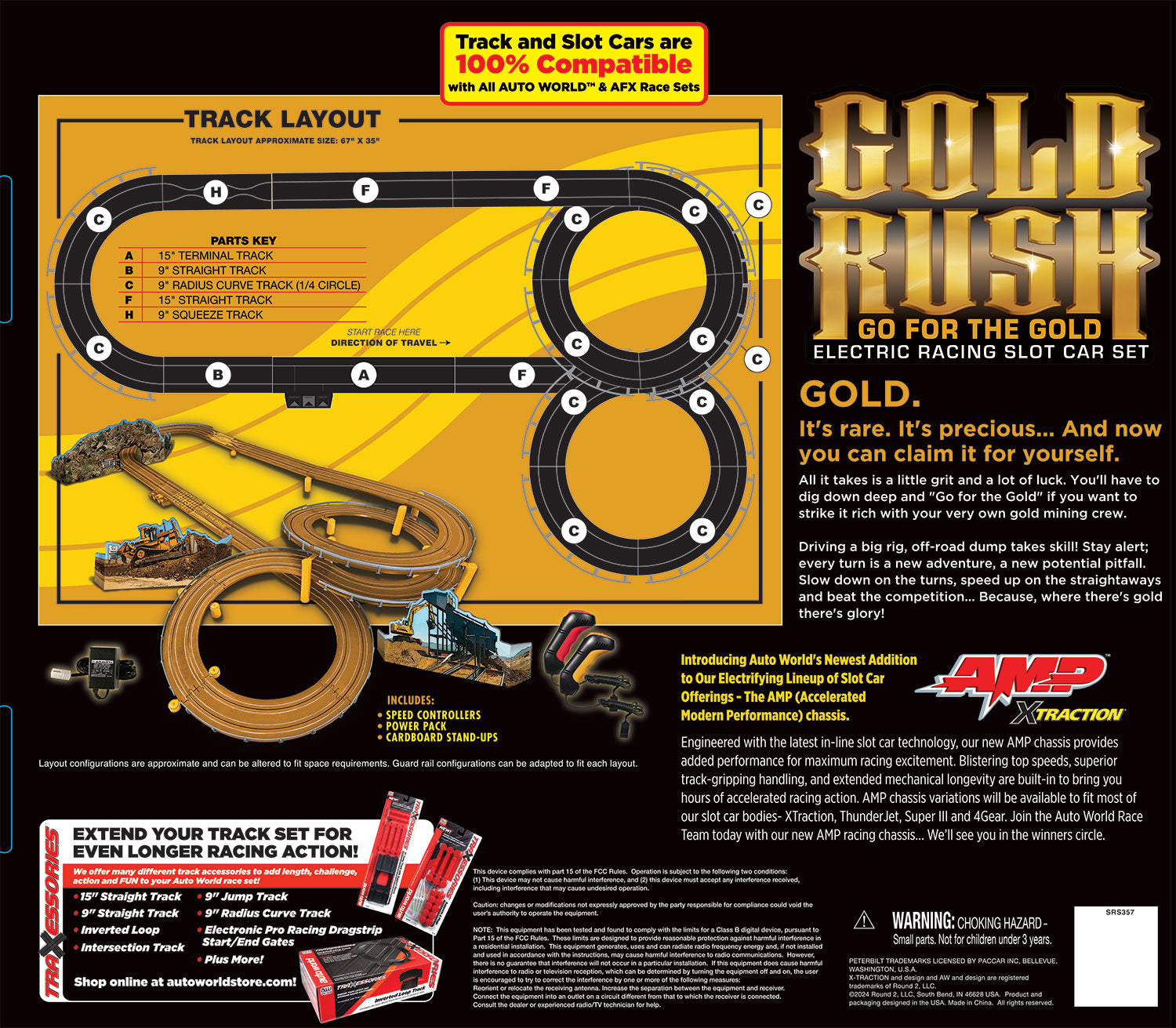 This is the Auto World 18' Gold Rush Go for the Gold Slot Race Set