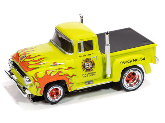 Auto World - On Call Release 1 - 2025, '56 Ford F100 Volunteer Fire Department,  Version A
(Green w/ Orange Flames)