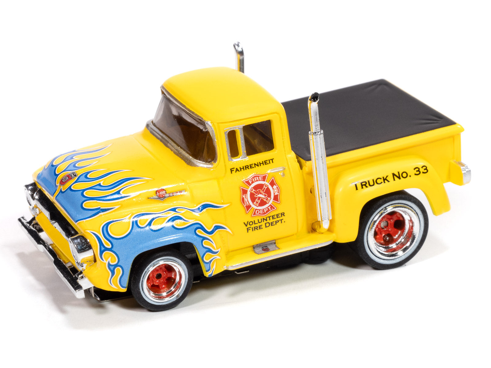 Auto World - On Call Release 1 - 2025, '56 Ford F100 Volunteer Fire Department,  Version B
(Yellow w/ Blue Flames)