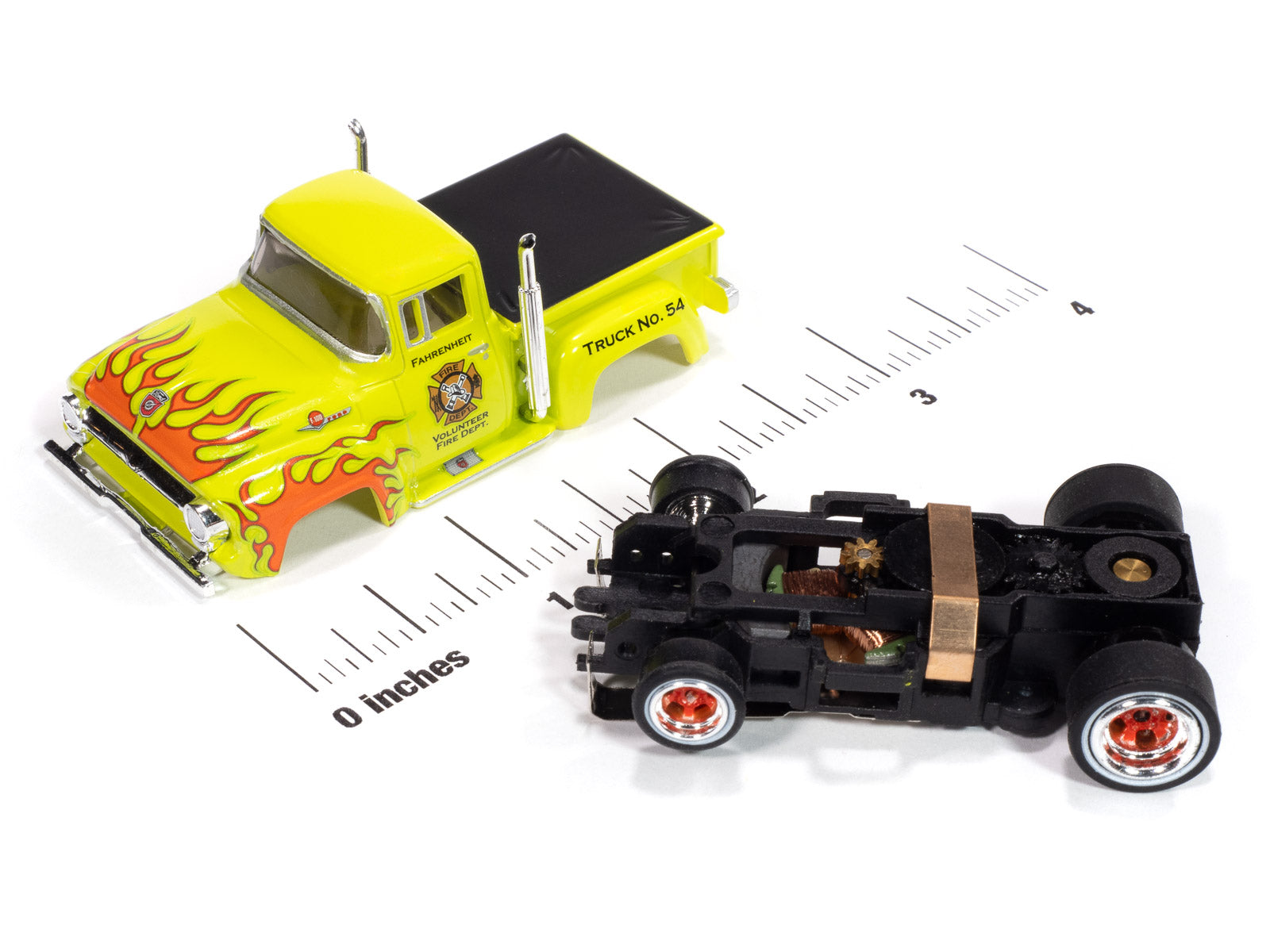 Auto World - On Call Release 1 - 2025, '56 Ford F100 Volunteer Fire Department,  Version A
(Green w/ Orange Flames)