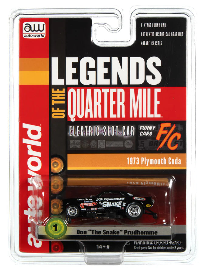 Packaged Auto World Slot Car, 1973 Plymouth Cuda Funny Car The Snake