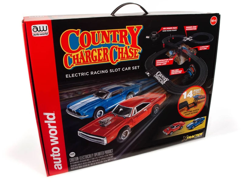 Auto World Country Charger Chase 14' HO Slot Car Set