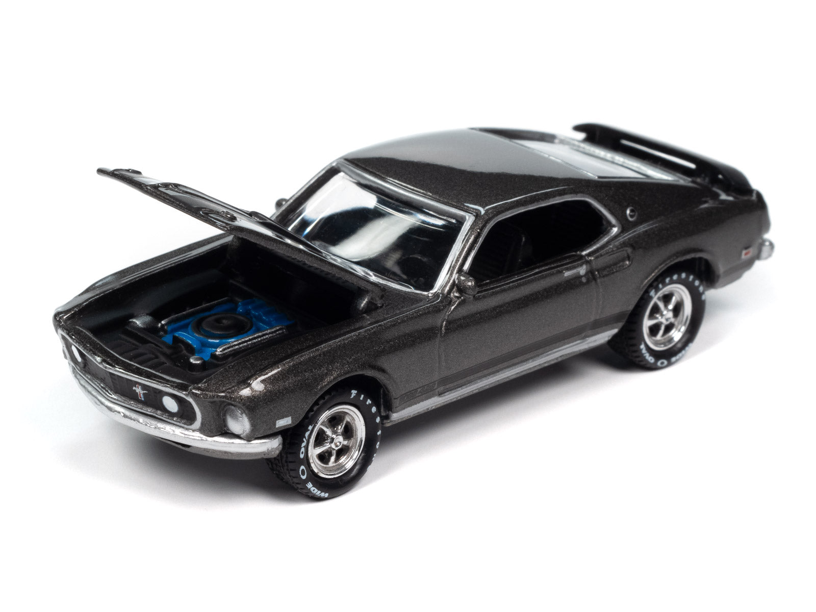 John Wick 1969 Ford Mustang Mach I - Hitman Gray
Johnny Lightning Collectible 1/64 Scale Diecast Model Car with hood open.

JLPC015 - JOHNNY LIGHTNING POP CULTURE - 2024 RELEASE