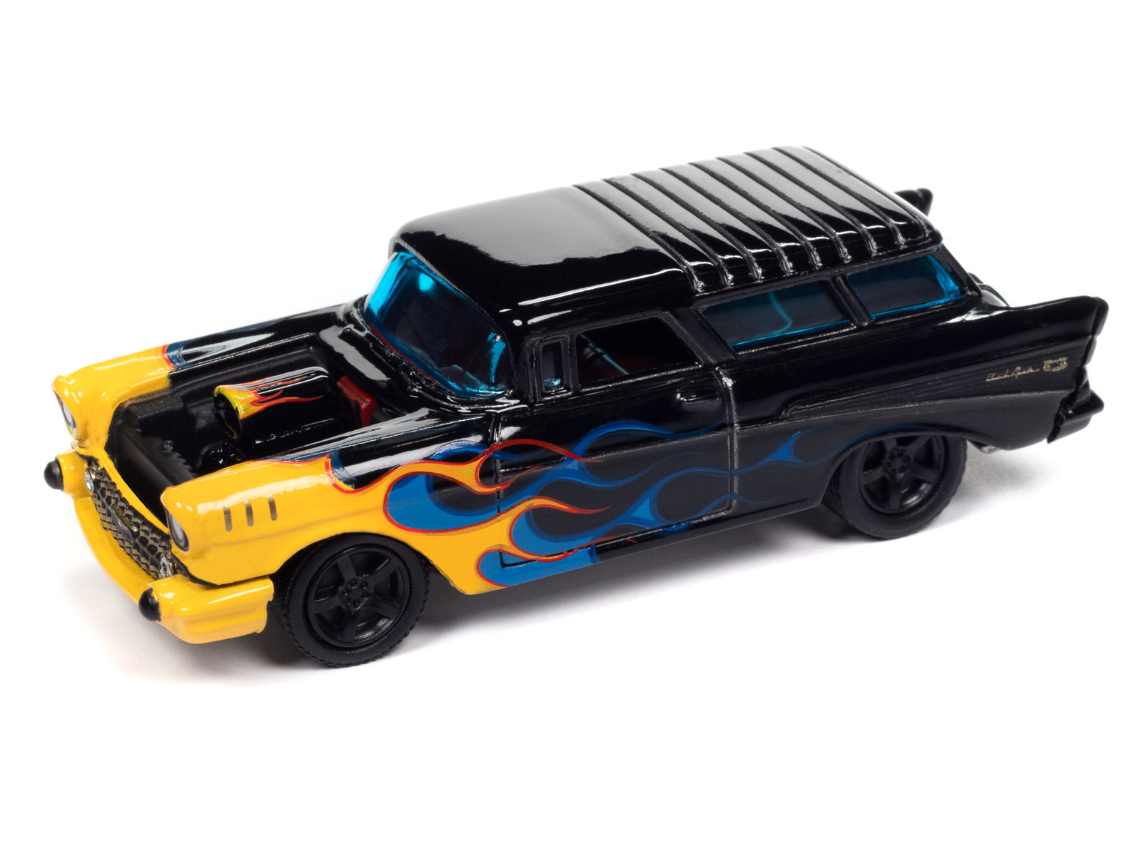 1957 Chevrolet Nomad (Black with Flames) - Gloss Black w/Yellow & Blue Flames
Johnny Lightning Collectible 1/64 Scale Diecast Model Car
JLSF026/A - JOHNNY LIGHTNING STREET FREAKS - 2023 RELEASE 2