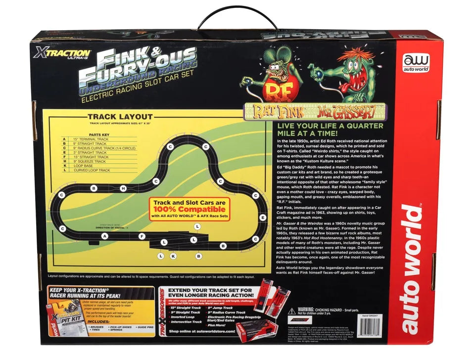 14' Rat Fink - Fink &amp; FURRY-OUS Underground Racing Slot Car Set